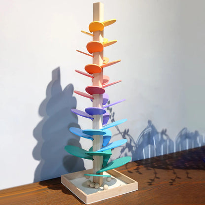 Colorful Marble Run Tower With Wooden Sound Blocks