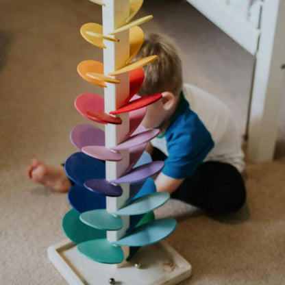 Colorful Marble Run Tower With Wooden Sound Blocks