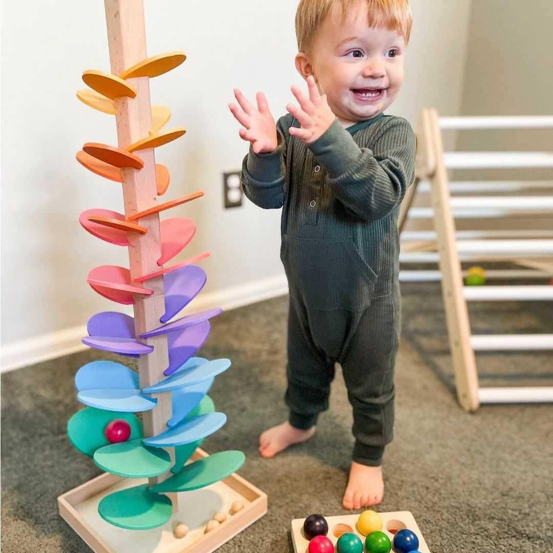 Colorful Marble Run Tower With Wooden Sound Blocks - Lusomart