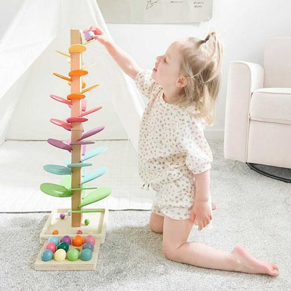 Colorful Marble Run Tower With Wooden Sound Blocks