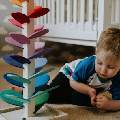 Colorful Marble Run Tower With Wooden Sound Blocks