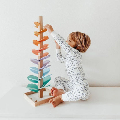 Colorful Marble Run Tower With Wooden Sound Blocks