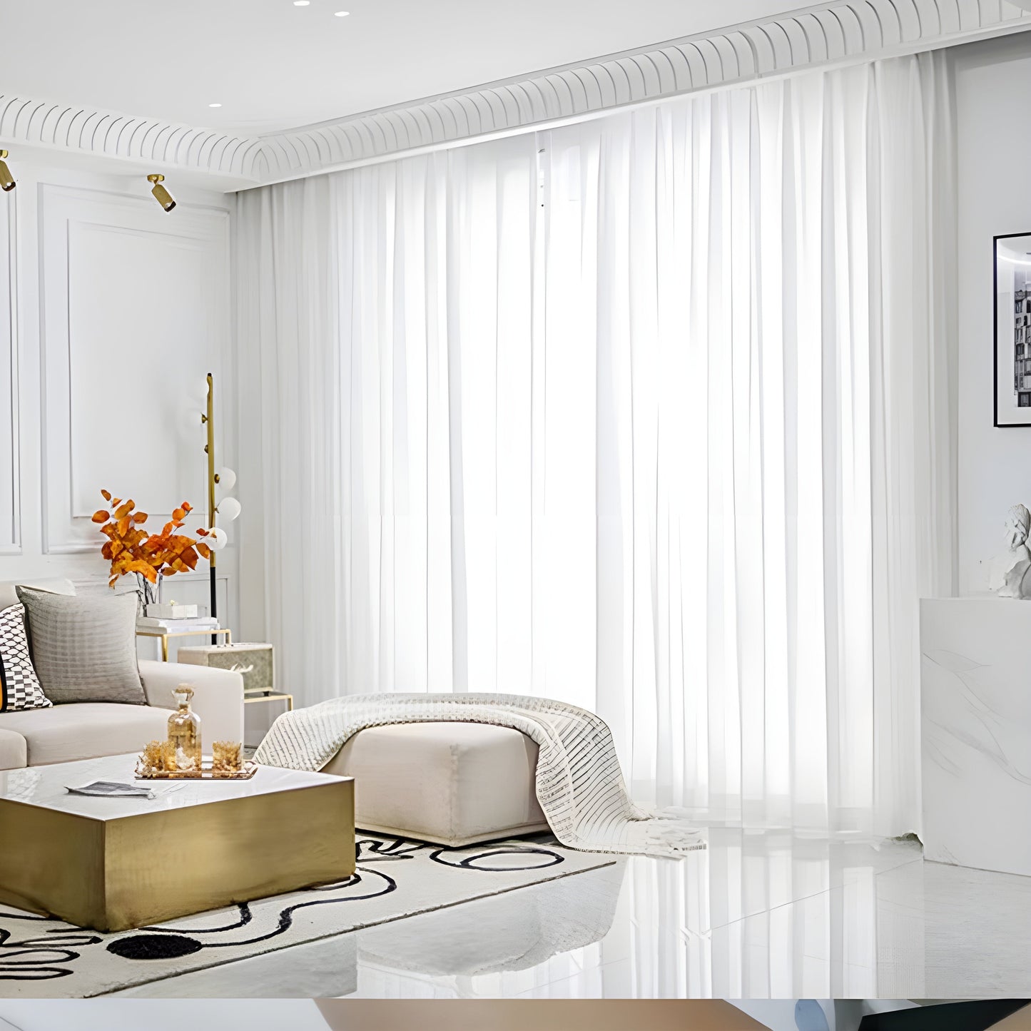 Elegant White Lightweight Semi Sheer Window Curtains