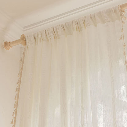 Patterned Gray Room Darkening Curtain Tassel Panels