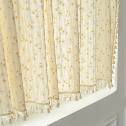 Natural Floral Layered Curtain in Soft Cotton Blend