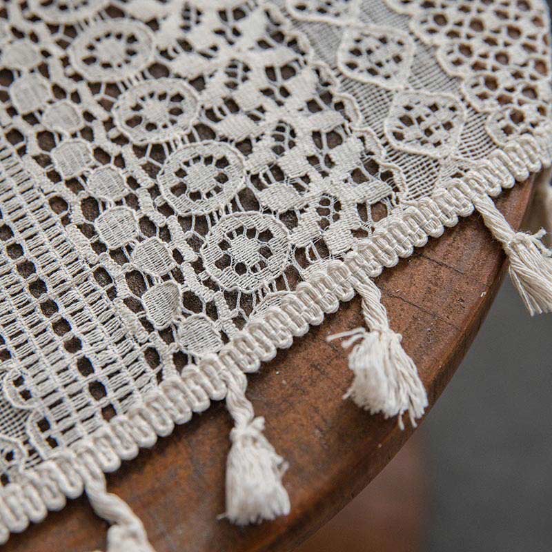Sheer Off-White Window Tassel Curtain Panels