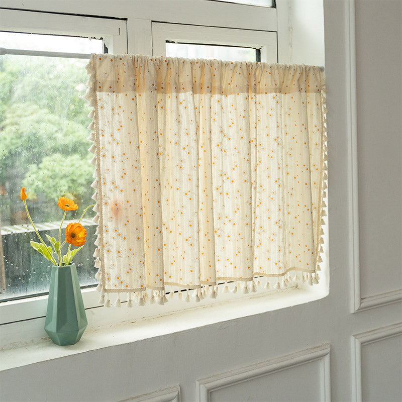 Natural Floral Layered Curtain in Soft Cotton Blend