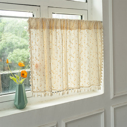 Natural Floral Layered Curtain in Soft Cotton Blend