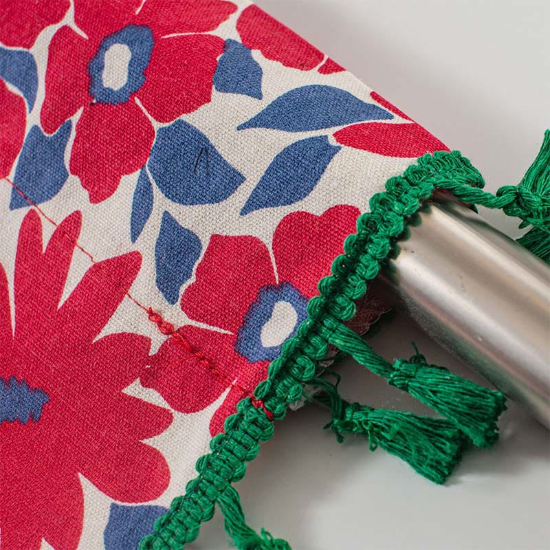 Beautiful Floral Cotton Curtain with Tassels