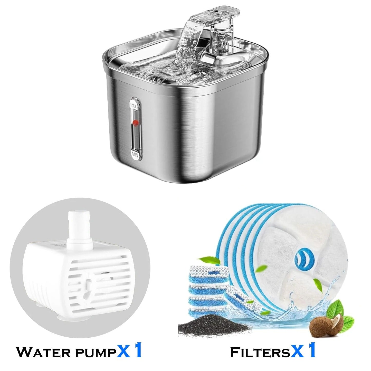 Pet Stainless Steel Automatic Cat Water Fountain