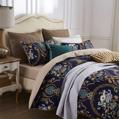 Soft Egyptian Cotton Bedding Set with Beautiful Floral Pattern - Lusomart