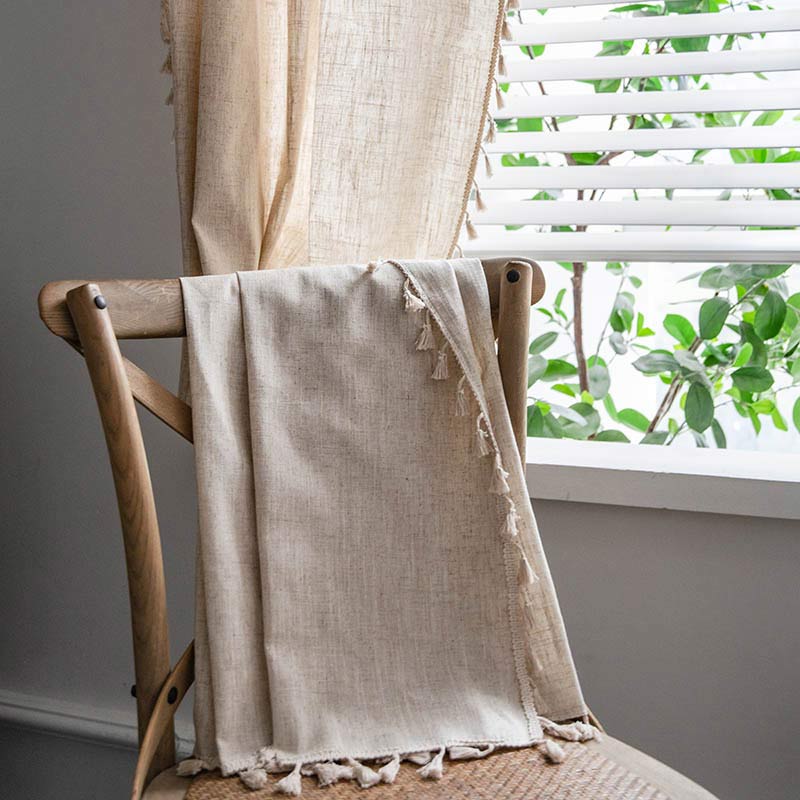 Rustic Fringe Off White Sheer Curtain
