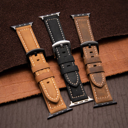 Classic Brown Leather Watch Strap — Iced Pattern