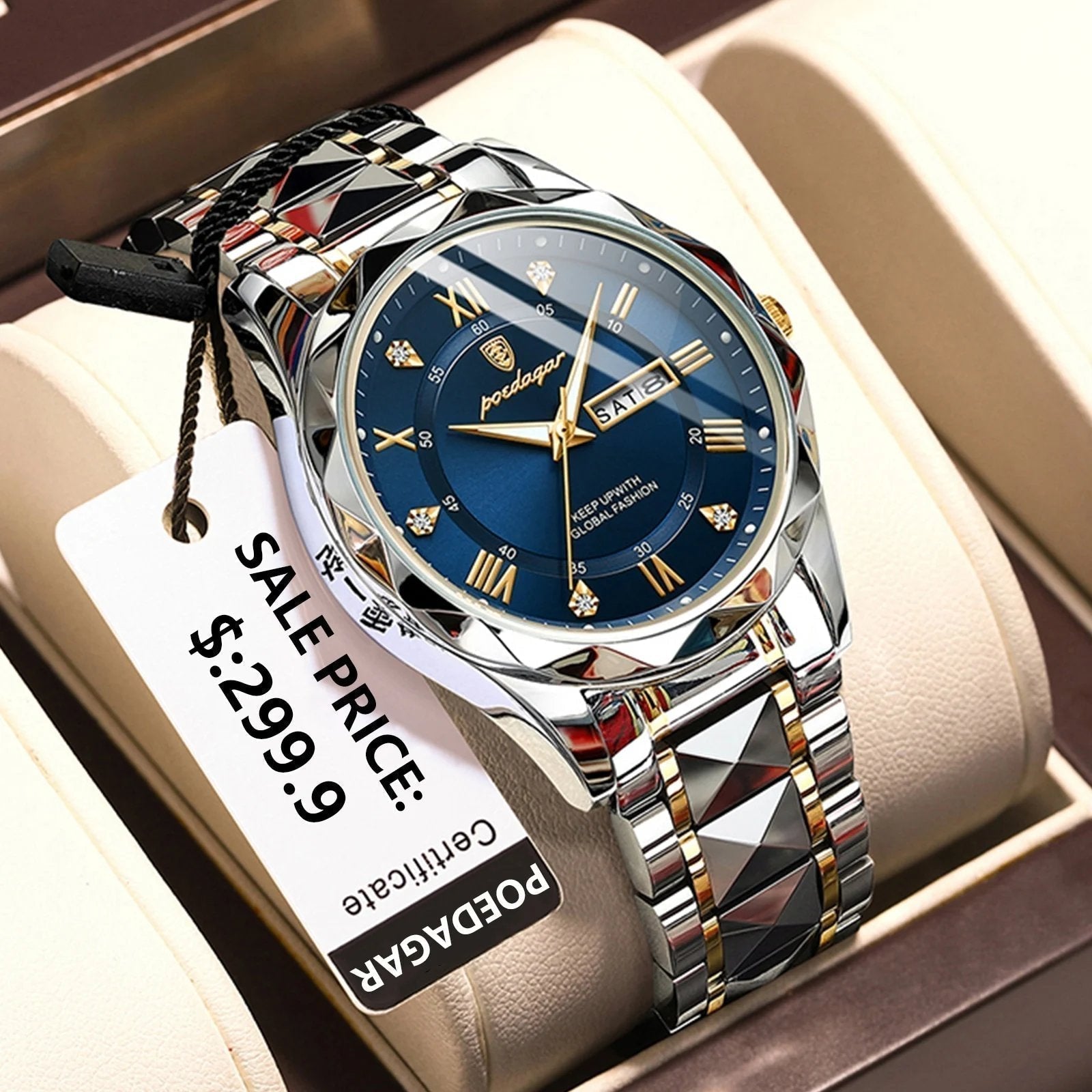 Waterproof Premium Men's Watch with Glow in Dark Feature - Lusomart