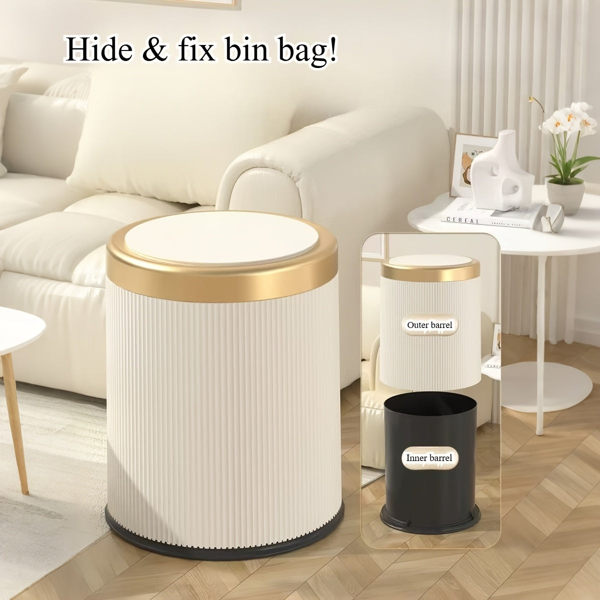 Premium Oval Pedal Bin with Twin Inner Containers