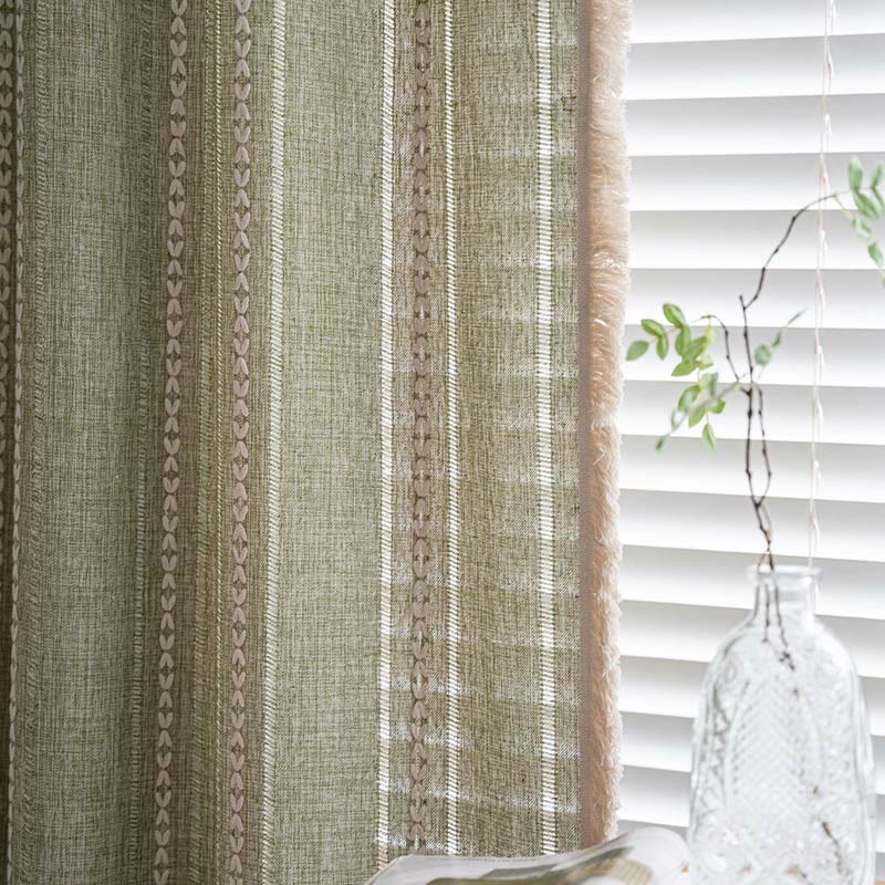 Elegant Patterned Sheer Window Curtain with Tassels