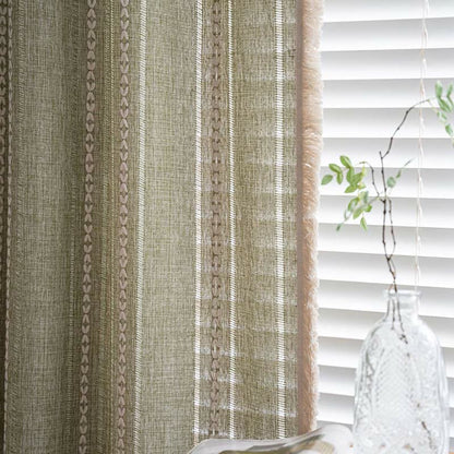 Elegant Patterned Sheer Window Curtain with Tassels