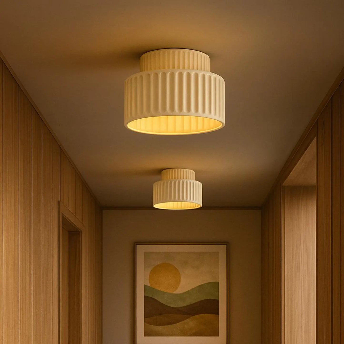 Soft Cream Drum Pendant Ceiling Light Fixture