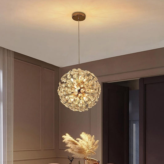 Sparkling Drop Pendant Light, Elegant Crystal Ceiling Chandelier - Lusomart