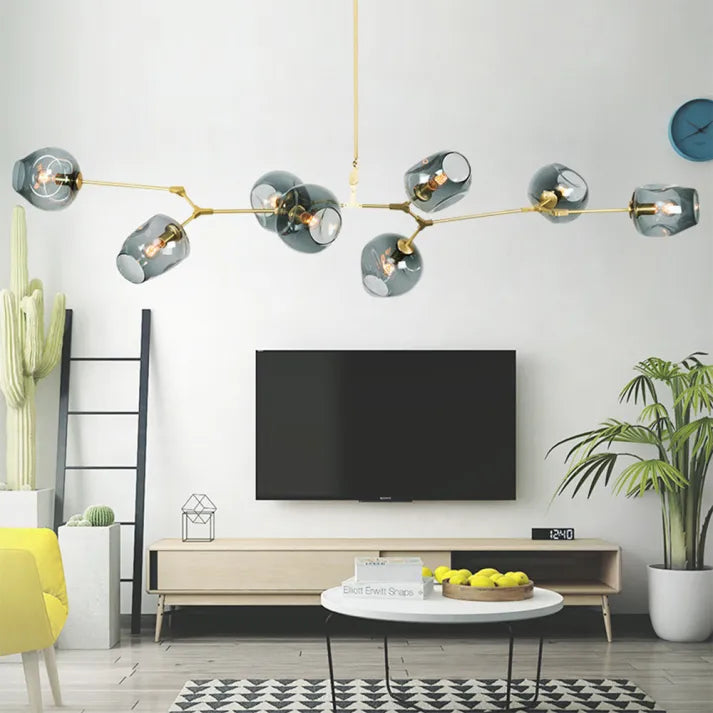 Sleek Glass Pendant Light With Modern Branching Arms
