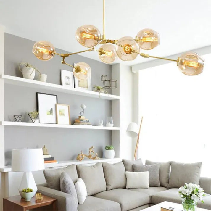 Sleek Glass Pendant Light With Modern Branching Arms