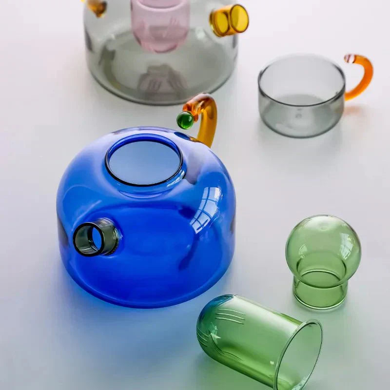 Clear Glass Teapot Set with Infuser and Mug