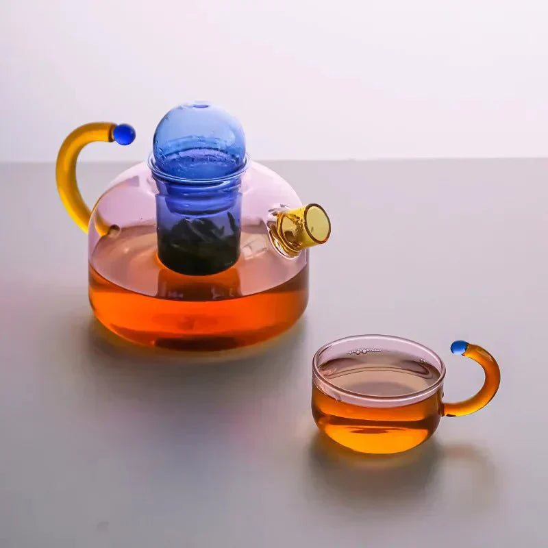 Clear Glass Teapot Set with Infuser and Mug