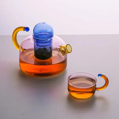 Clear Glass Teapot Set with Infuser and Mug