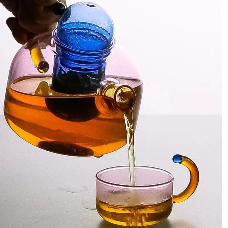 Clear Glass Teapot Set with Infuser and Mug