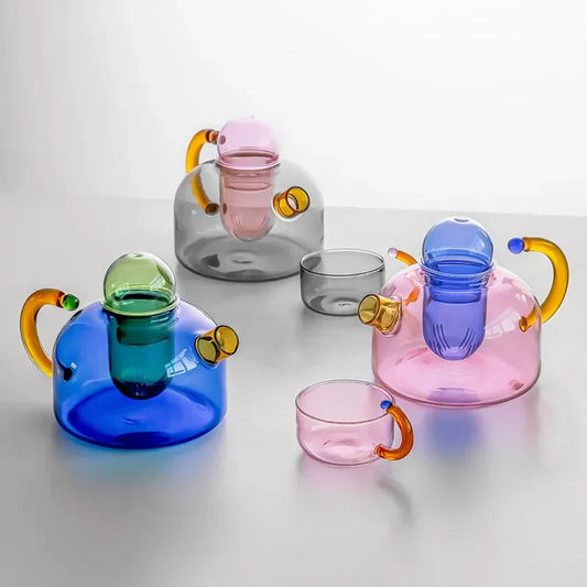 Clear Glass Teapot Set with Infuser and Mug - Lusomart