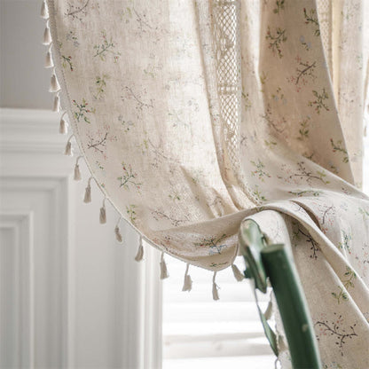 Colorful Plaid Patchwork Cotton Curtain with Tassels