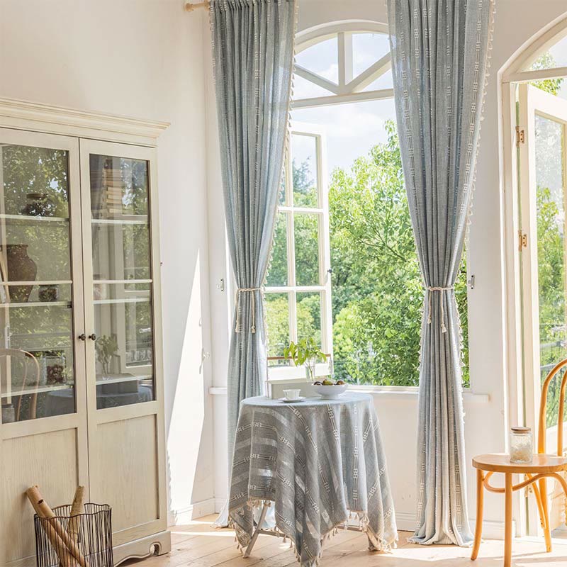 Patterned Sheer Tassel Window Curtain