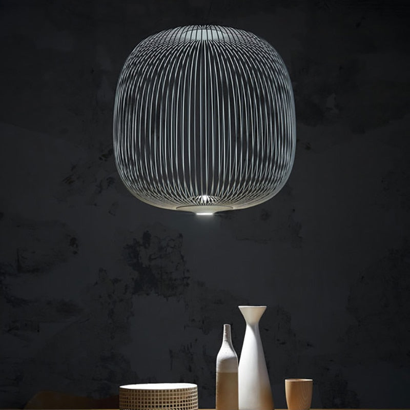 Colorful Spoke Pendant Light With Glass Shade