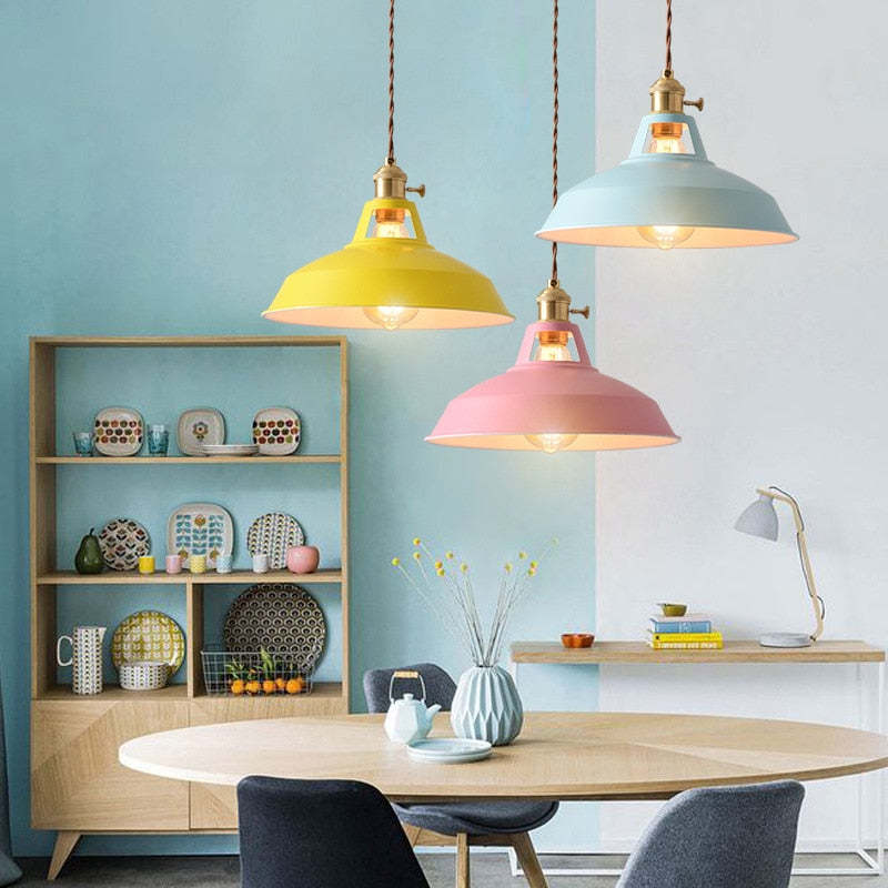 Vibrant Color Metal Drop Pendant Light Fixture