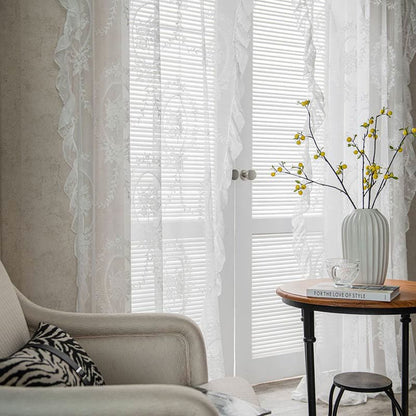 Sheer Ruffled Window Curtain Panels