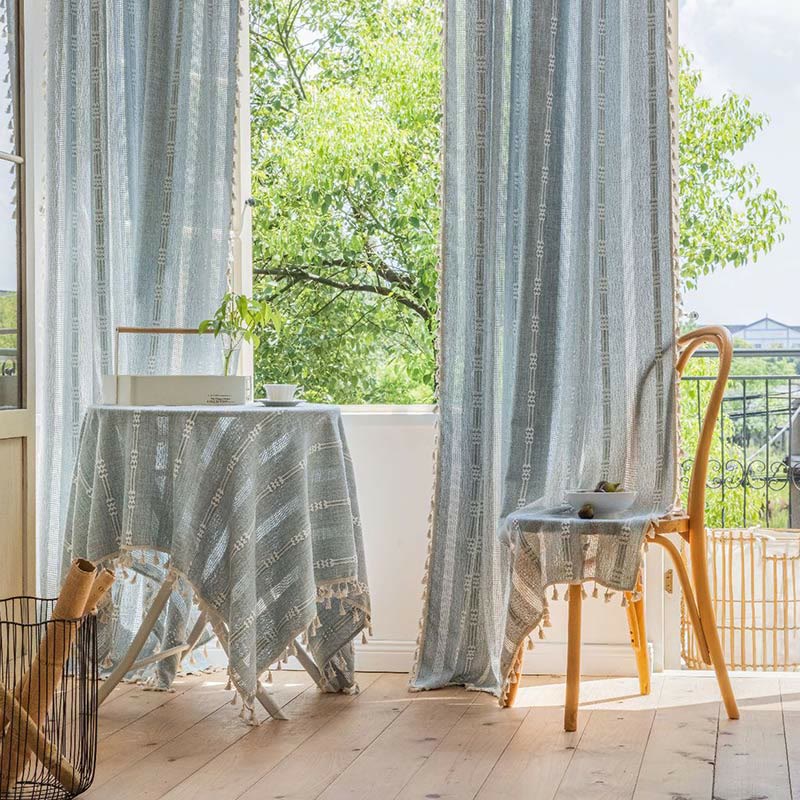 Patterned Sheer Tassel Window Curtain