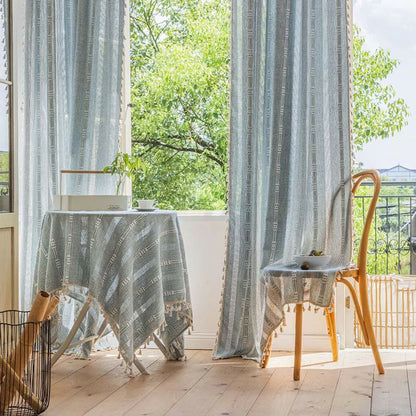 Patterned Sheer Tassel Window Curtain