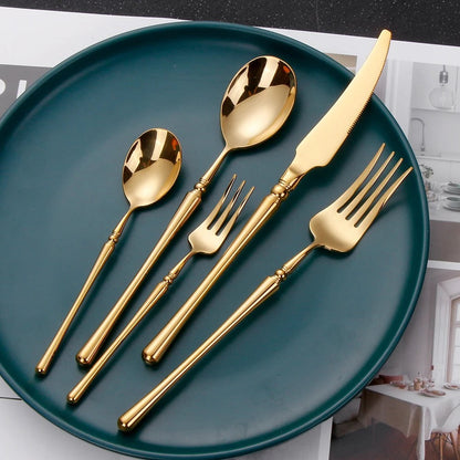 Luxurious Gold Plated Dinnerware Set With Ornate Handles - Lusomart
