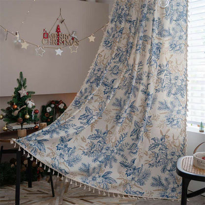 Pastel Floral Sheer Cotton Curtain Panel