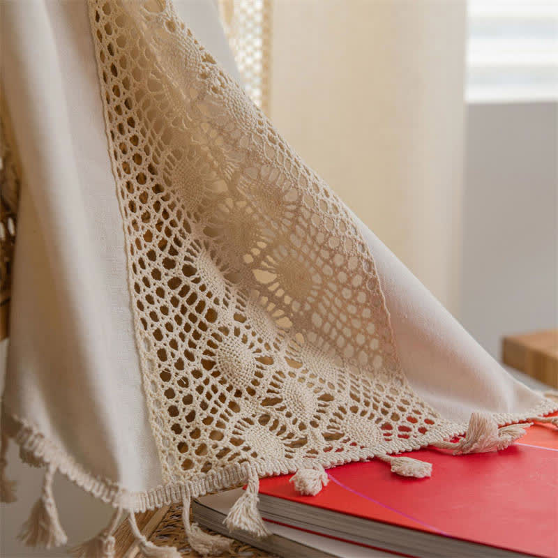 Sheer White Tassel Window Curtain Panel