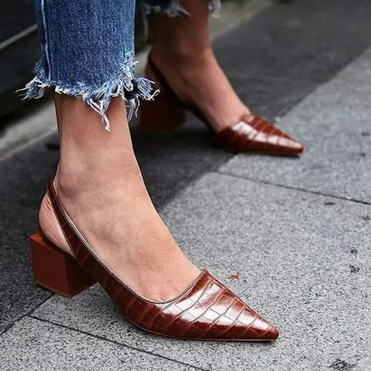 Comfortable Embossed High Heel Slingback Shoes for Women - Lusomart