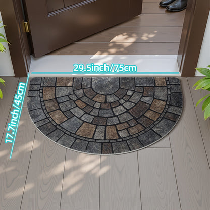Round Colorful Welcome Mat for Home Entrance