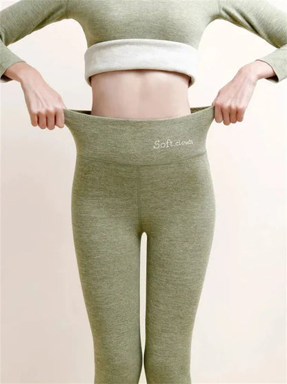 Soft Cashmere Lined Thermal Leggings for Women
