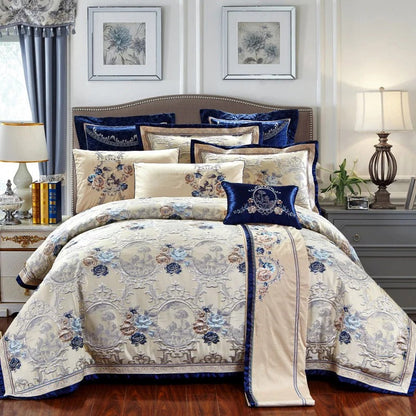 Beautiful Floral Pattern Bedding Set with Embroidery - Lusomart