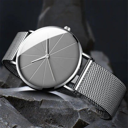 Stylish Mens Watch with Large Face Leather Strap