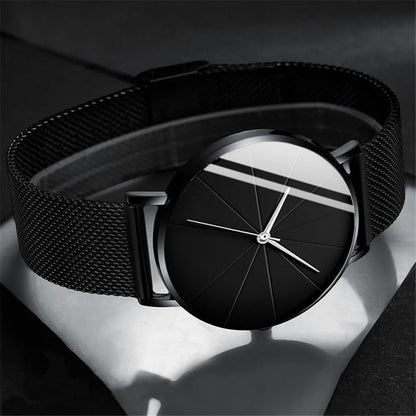 Stylish Mens Watch with Large Face Leather Strap