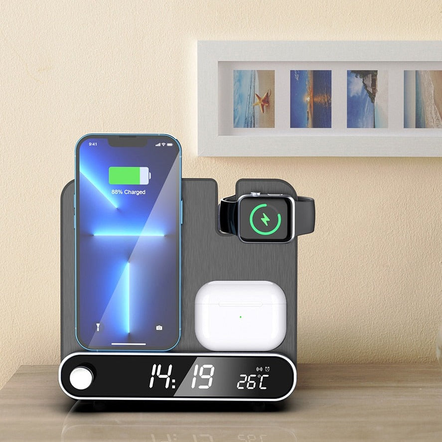 Compact 3-In-1 Wireless Charging Alarm Clock for iPhone