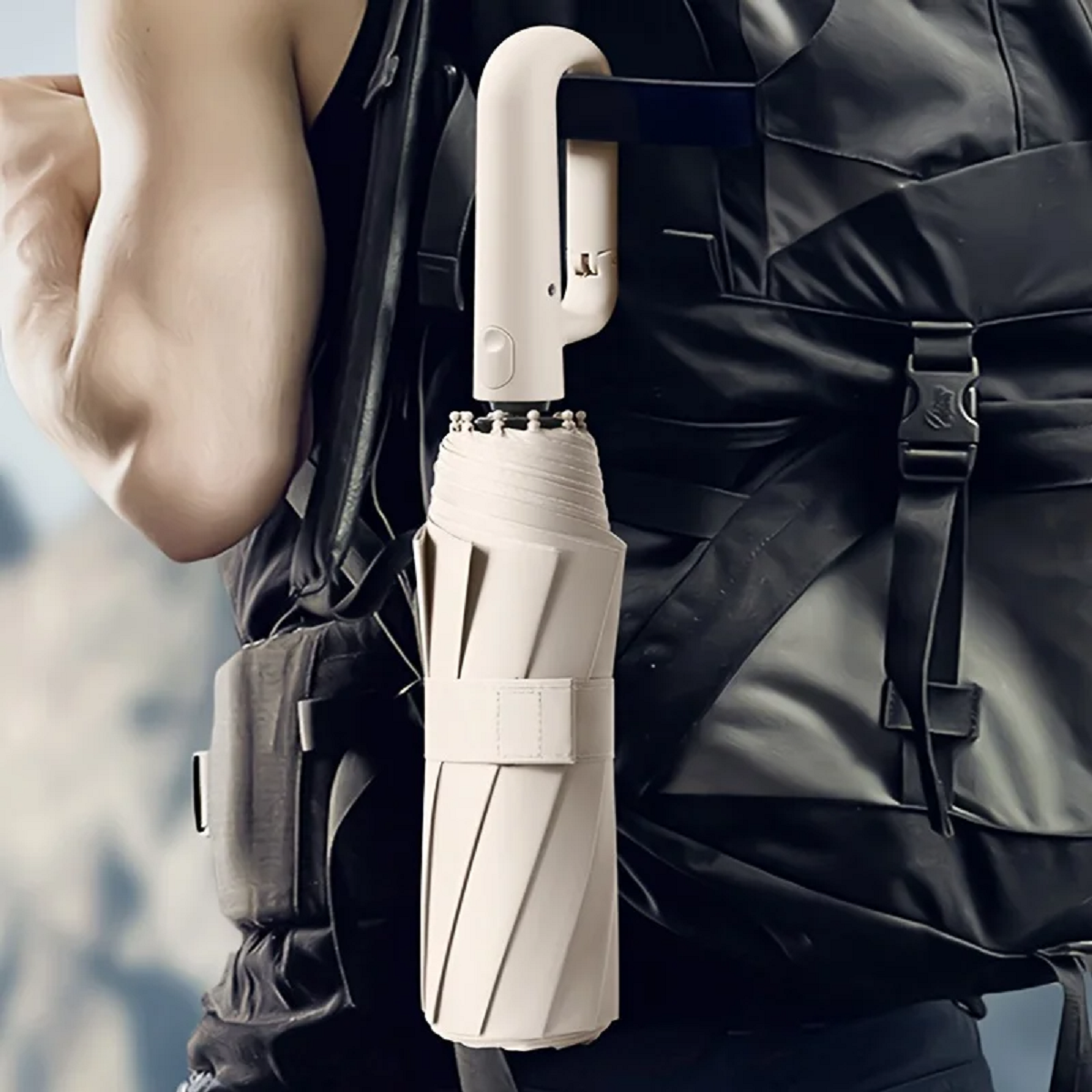 Compact Windproof Umbrella With Secure Grip Handle