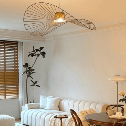 Elegant Metal and Linen Pendant Light Fixture