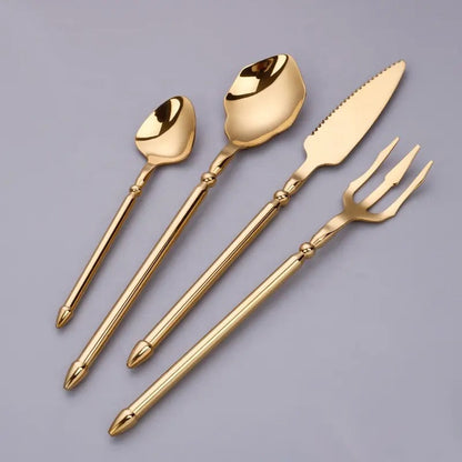 Premium Silver Finish Metal Knife Fork Spoon Set - Lusomart